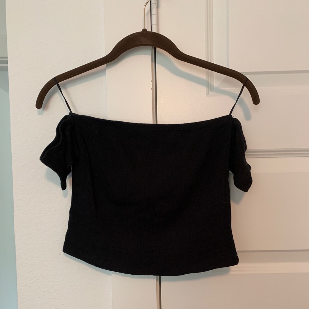 Black off the shoulder crop top